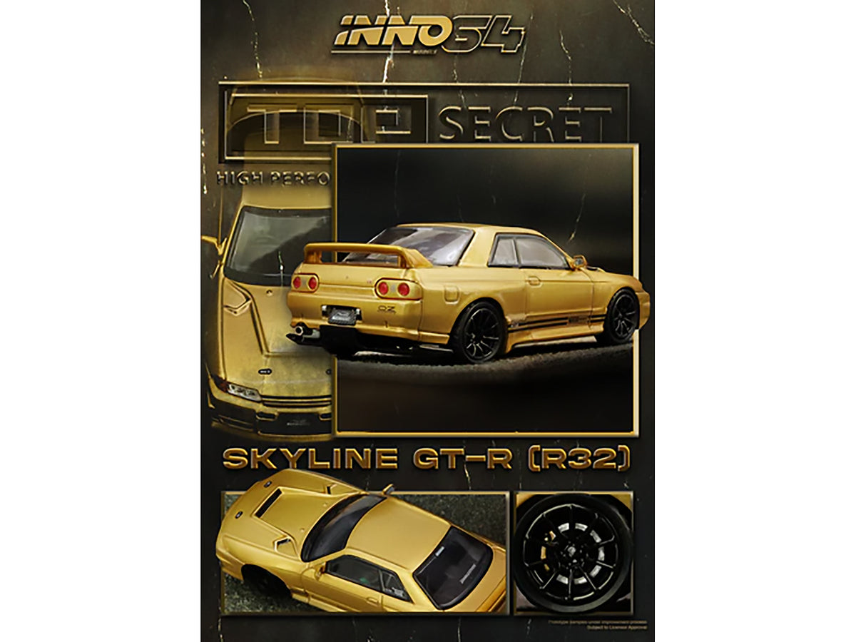 Nissan Skyline "Top Secret" BNR32 GT-R (650R) RHD (Right Hand Drive) Gold Metallic 1/64 Diecast Model Car