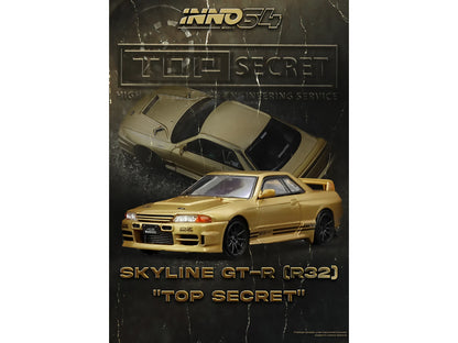 Nissan Skyline "Top Secret" BNR32 GT-R (650R) RHD (Right Hand Drive) Gold Metallic 1/64 Diecast Model Car
