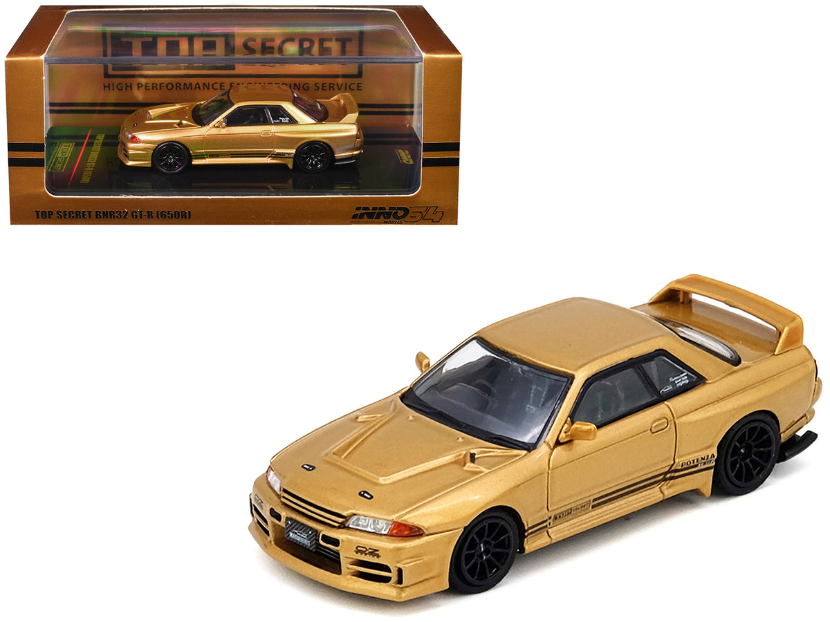 Nissan Skyline "Top Secret" BNR32 GT-R (650R) RHD (Right Hand Drive) Gold Metallic 1/64 Diecast Model Car