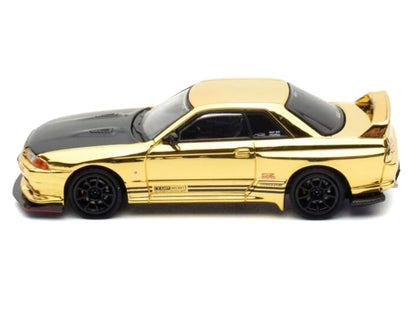 Nissan Skyline GT-R (R32) "Top Secret" RHD (Right Hand Drive) Chrome Gold with Carbon Hood "The Model Car Show Malaysia 2025 Event Edition" 1/64 Diecast Model Car
