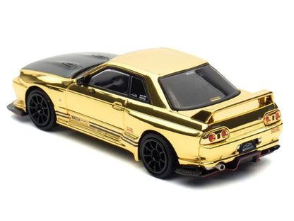 Nissan Skyline GT-R (R32) "Top Secret" RHD (Right Hand Drive) Chrome Gold with Carbon Hood "The Model Car Show Malaysia 2025 Event Edition" 1/64 Diecast Model Car