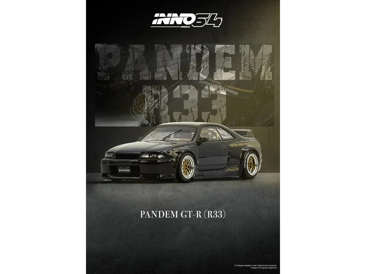 Nissan Skyline GT-R (BCNR33) RHD (Right Hand Drive) "Pandem - Rocket Bunny" Black 1/64 Diecast Model Car