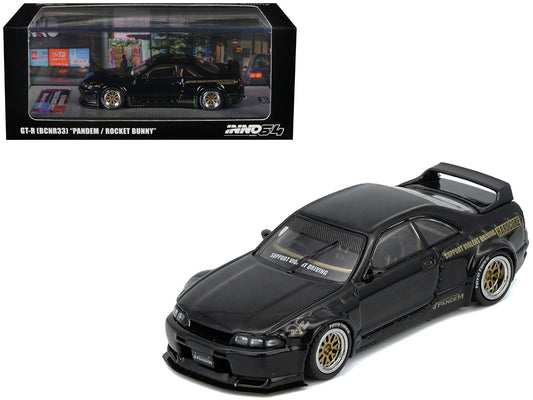 Nissan Skyline GT-R (BCNR33) RHD (Right Hand Drive) "Pandem - Rocket Bunny" Black 1/64 Diecast Model Car