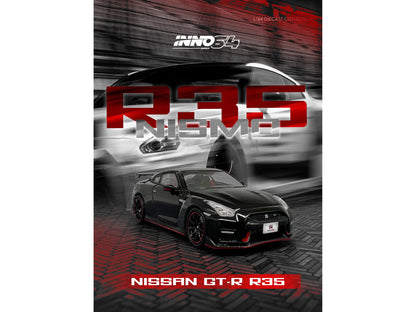 Nissan GT-R (R35) Nismo RHD (Right Hand Drive) Nismo Black with Carbon Hood and Top 1/64 Diecast Model Car
