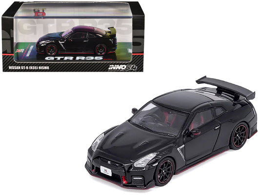 Nissan GT-R (R35) Nismo RHD (Right Hand Drive) Nismo Black with Carbon Hood and Top 1/64 Diecast Model Car