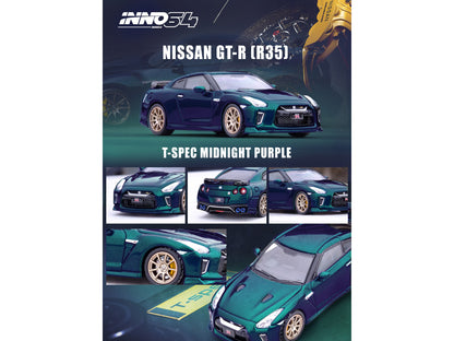 Nissan GT-R (R35) T-Spec RHD (Right Hand Drive) Midnight Purple Metallic 1/64 Diecast Model Car