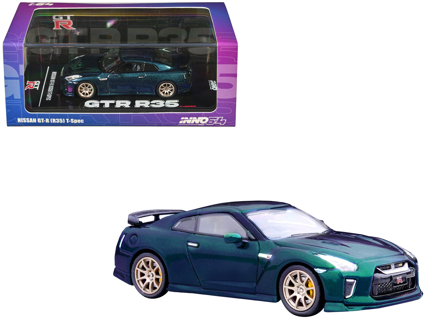 Nissan GT-R (R35) T-Spec RHD (Right Hand Drive) Midnight Purple Metallic 1/64 Diecast Model Car