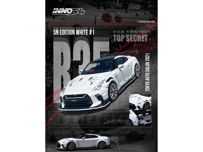 Nissan GT-R (R35) "Top Secret" RHD (Right Hand Drive) White with Black Top "Tokyo Auto Salon 2021" 1/64 Diecast Model Car