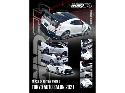 Nissan GT-R (R35) "Top Secret" RHD (Right Hand Drive) White with Black Top "Tokyo Auto Salon 2021" 1/64 Diecast Model Car