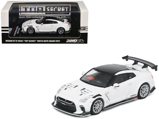 Nissan GT-R (R35) "Top Secret" RHD (Right Hand Drive) White with Black Top "Tokyo Auto Salon 2021" 1/64 Diecast Model Car