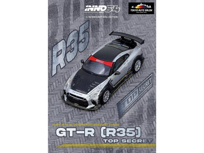 Nissan GT-R (R35) Top Secret RHD (Right Hand Drive) Silver Metallic with Carbon Hood and Top "Tokyo Auto Salon Hong Kong 2025 Event Edition" 1/64 Diecast Model Car