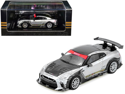 Nissan GT-R (R35) Top Secret RHD (Right Hand Drive) Silver Metallic with Carbon Hood and Top "Tokyo Auto Salon Hong Kong 2025 Event Edition" 1/64 Diecast Model Car