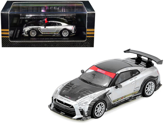 Nissan GT-R (R35) Top Secret RHD (Right Hand Drive) Silver Metallic with Carbon Hood and Top "Tokyo Auto Salon Hong Kong 2025 Event Edition" 1/64 Diecast Model Car