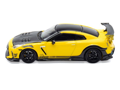 Nissan GT-R (R35) RHD (Right Hand Drive) Yellow with Carbon Hood and Black Top "The Model Car Show Singapore 2025 Event Edition" 1/64 Diecast Model Car