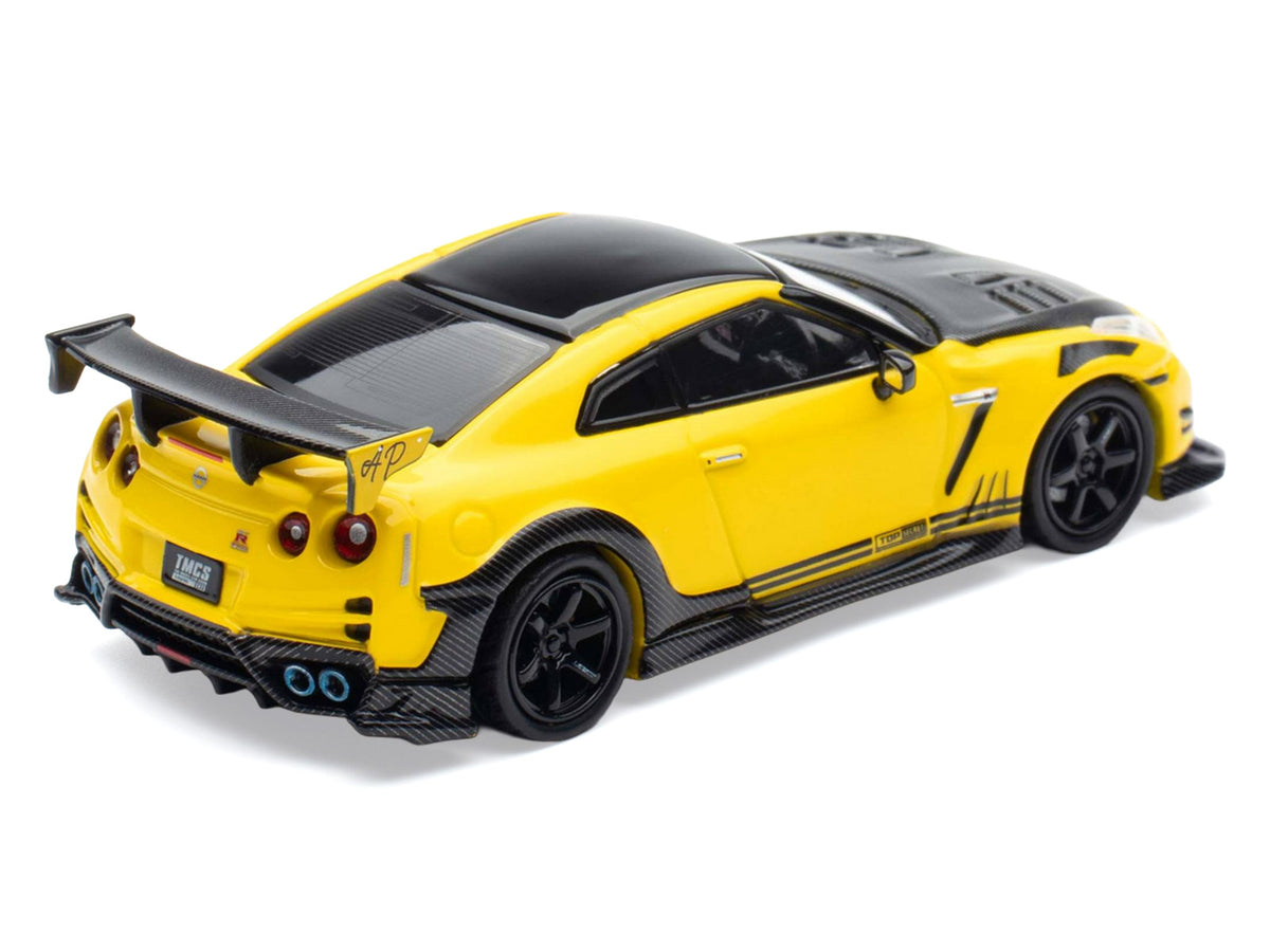 Nissan GT-R (R35) RHD (Right Hand Drive) Yellow with Carbon Hood and Black Top "The Model Car Show Singapore 2025 Event Edition" 1/64 Diecast Model Car