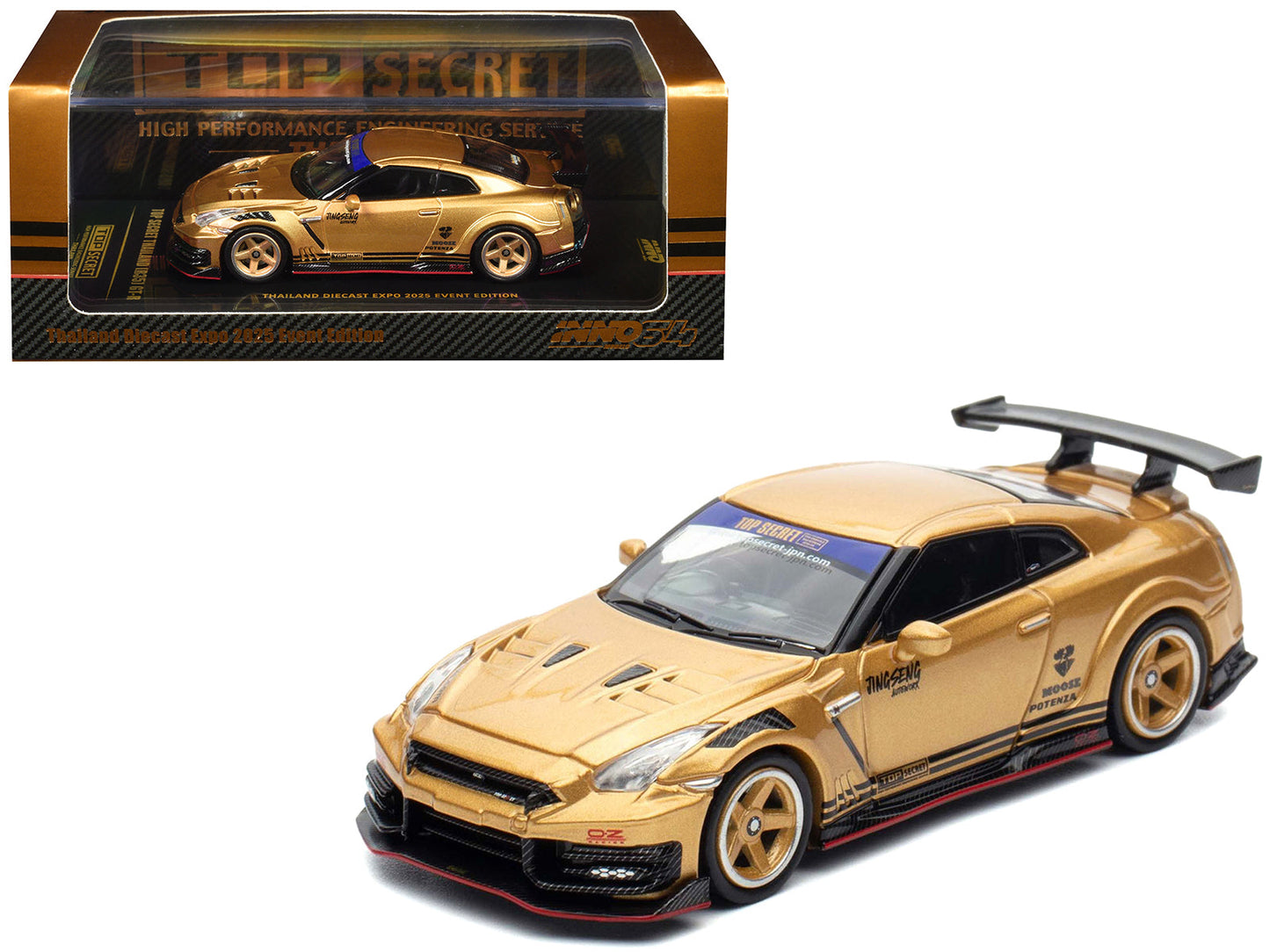 Nissan GT-R (R35) Top Secret Thailand RHD (Right Hand Drive) Gold Metallic "Thailand Diecast Expo 2025 Event Edition" 1/64 Diecast Model Car