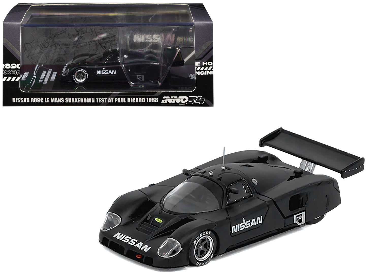 Nissan R89C Matt Black "Le Mans Shakedown Test at Paul Ricard 1988" 1/64 Diecast Model Car