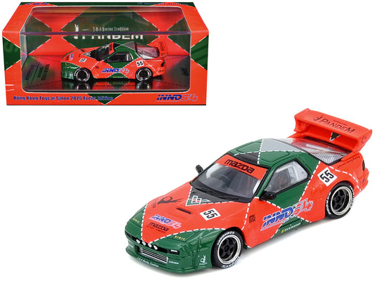 Mazda RX7 (FC3S) "Pandem Aero" RHD (Right Hand Drive) #55 Red and Green "Hong Kong Toycar Salon 2025 Event Edition" 1/64 Diecast Model Car