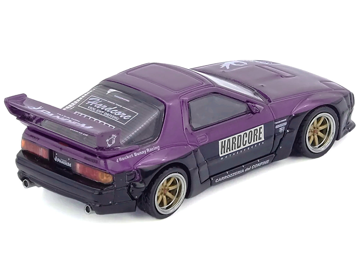 Mazda RX7 (FC3S) "Pandem Rocket Bunny" Kit Purple Metallic and Black 1/64 Diecast Model Car