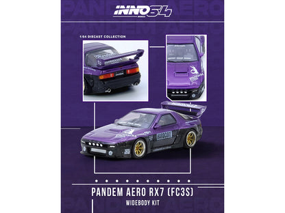 Mazda RX7 (FC3S) "Pandem Rocket Bunny" Kit Purple Metallic and Black 1/64 Diecast Model Car
