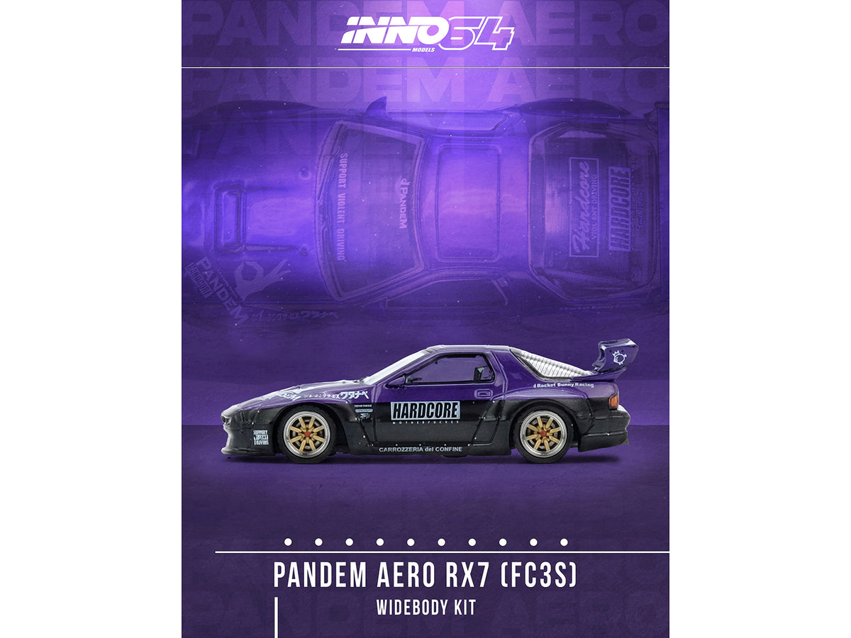 Mazda RX7 (FC3S) "Pandem Rocket Bunny" Kit Purple Metallic and Black 1/64 Diecast Model Car