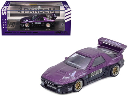 Mazda RX7 (FC3S) "Pandem Rocket Bunny" Kit Purple Metallic and Black 1/64 Diecast Model Car