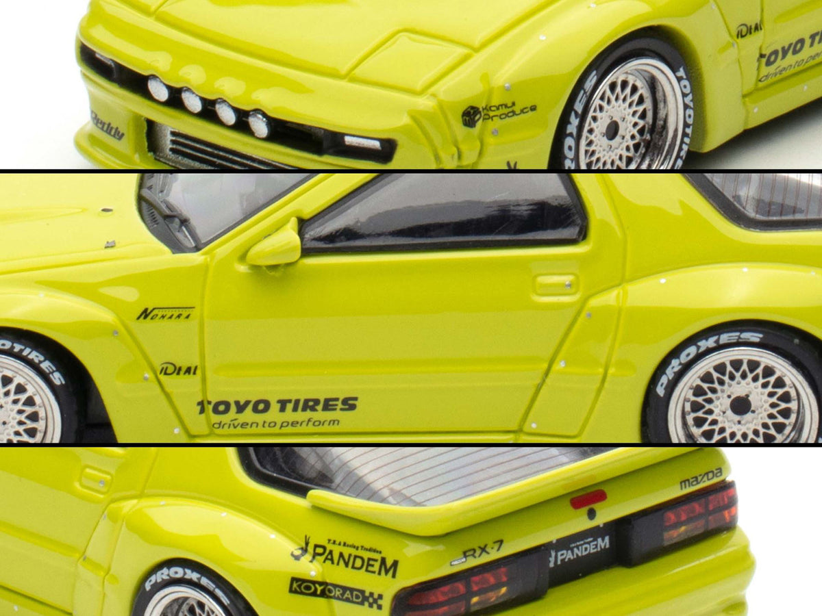 Mazda RX-7 (FC3S) "Pandem Aero" RHD (Right Hand Drive) Lime Green "The Model Car Show Malaysia 2025 Event Edition" 1/64 Diecast Model Car