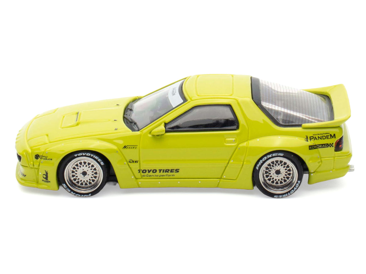 Mazda RX-7 (FC3S) "Pandem Aero" RHD (Right Hand Drive) Lime Green "The Model Car Show Malaysia 2025 Event Edition" 1/64 Diecast Model Car
