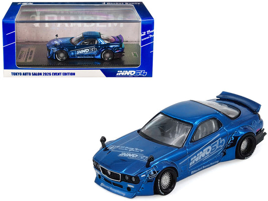 Mazda RX-7 (FD3S) RHD (Right Hand Drive) "Pandem Rocket Bunny" Blue Chrome "Tokyo Auto Salon 2026 Event Edition" 1/64 Diecast Model Car