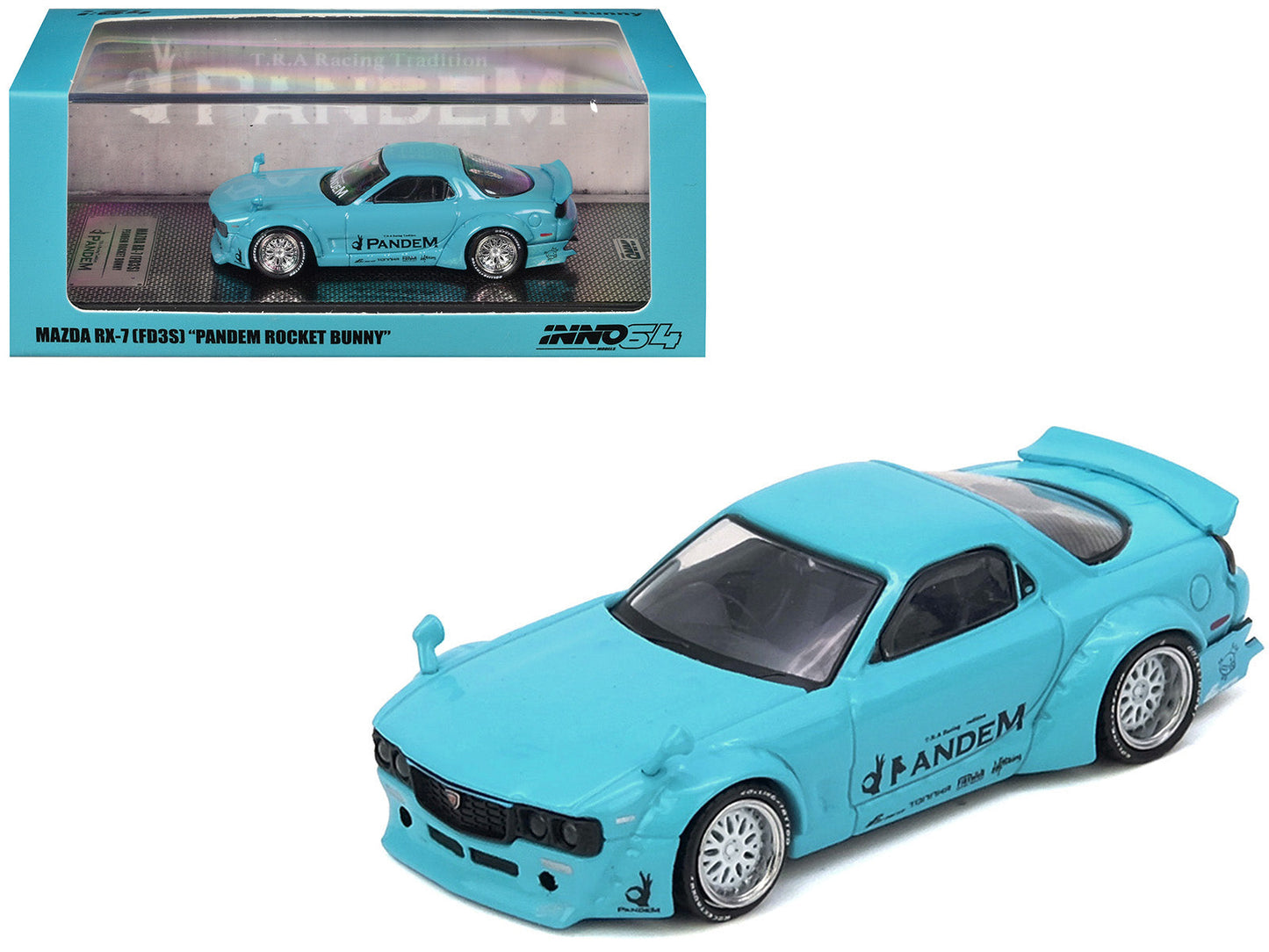 Mazda RX-7 (FD3S) RHD (Right Hand Drive) "Pandem Rocket Bunny" Light Blue 1/64 Diecast Model Car
