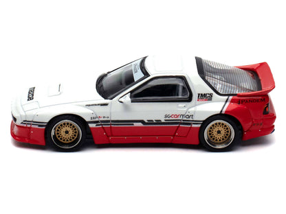 Mazda RX-7 (FC3S) "Pandem Rocket Bunny" White and Red with Black Stripes "The Model Car Show Singapore 2025 Event Edition" 1/64 Diecast Model Car