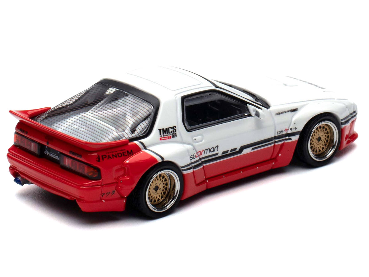Mazda RX-7 (FC3S) "Pandem Rocket Bunny" White and Red with Black Stripes "The Model Car Show Singapore 2025 Event Edition" 1/64 Diecast Model Car