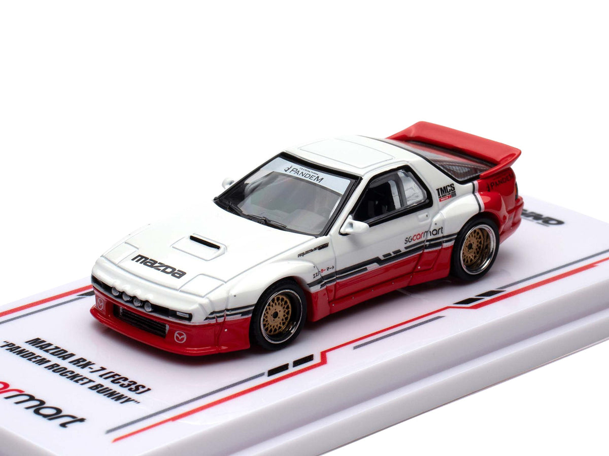 Mazda RX-7 (FC3S) "Pandem Rocket Bunny" White and Red with Black Stripes "The Model Car Show Singapore 2025 Event Edition" 1/64 Diecast Model Car