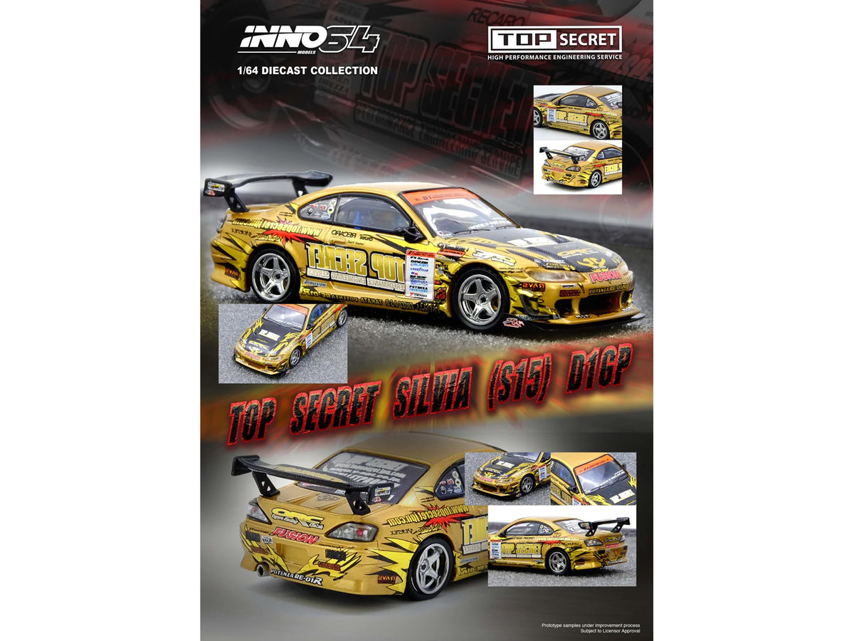 Nissan "Top Secret" Silvia (S15) RHD (Right Hand Drive) Ryuji Miki - Champion "D1 Grand Prix" (2004) 1/64 Diecast Model Car