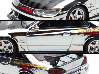 Nissan "Top Secret" Silvia (S15) RHD (Right Hand Drive) Chrome with Carbon Hood "Tokyo Auto Salon Kuala Lumpur 2025 Event Edition" 1/64 Diecast Model Car
