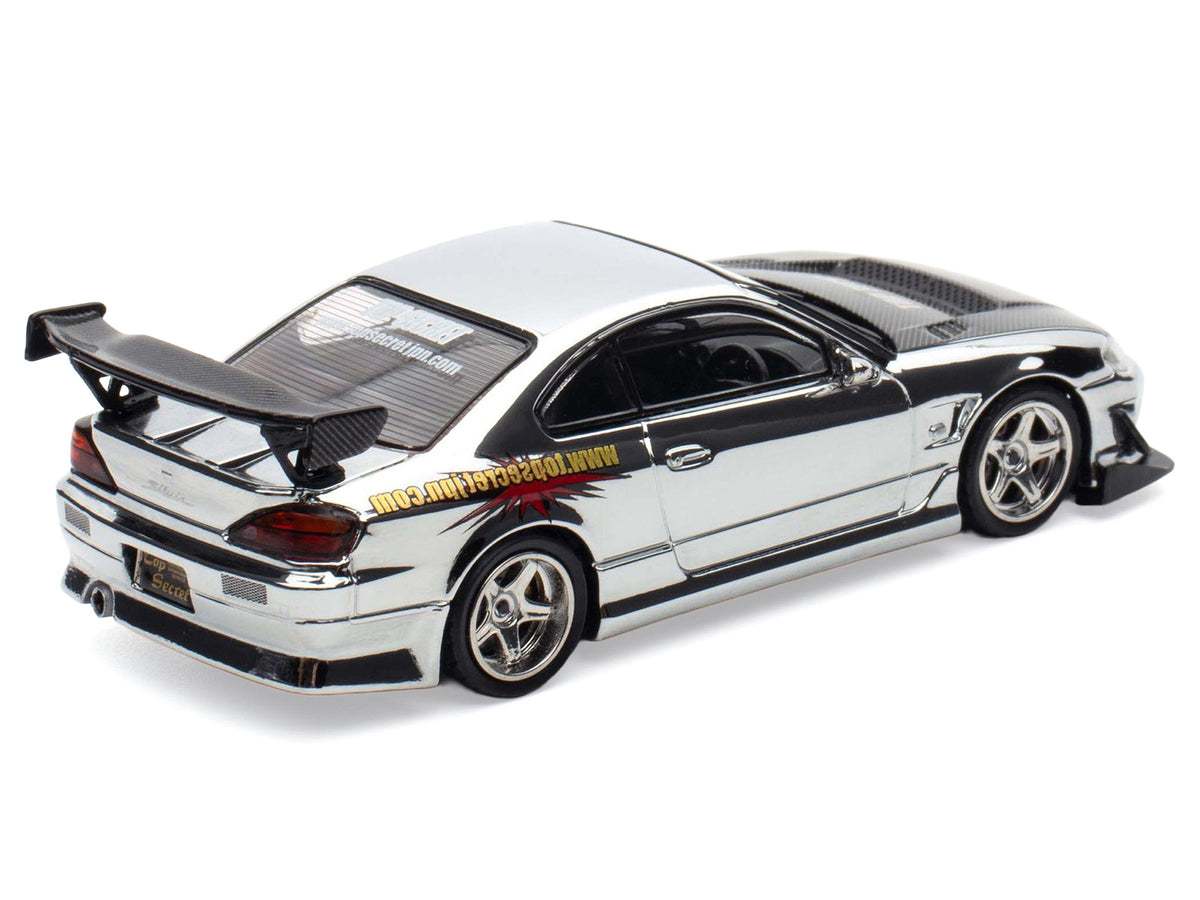 Nissan "Top Secret" Silvia (S15) RHD (Right Hand Drive) Chrome with Carbon Hood "Tokyo Auto Salon Kuala Lumpur 2025 Event Edition" 1/64 Diecast Model Car