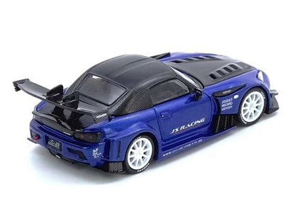 Honda S2000 RHD (Right Hand Drive) "J's Racing" Blue Metallic with Carbon Hood and Top 1/64 Diecast Model Car