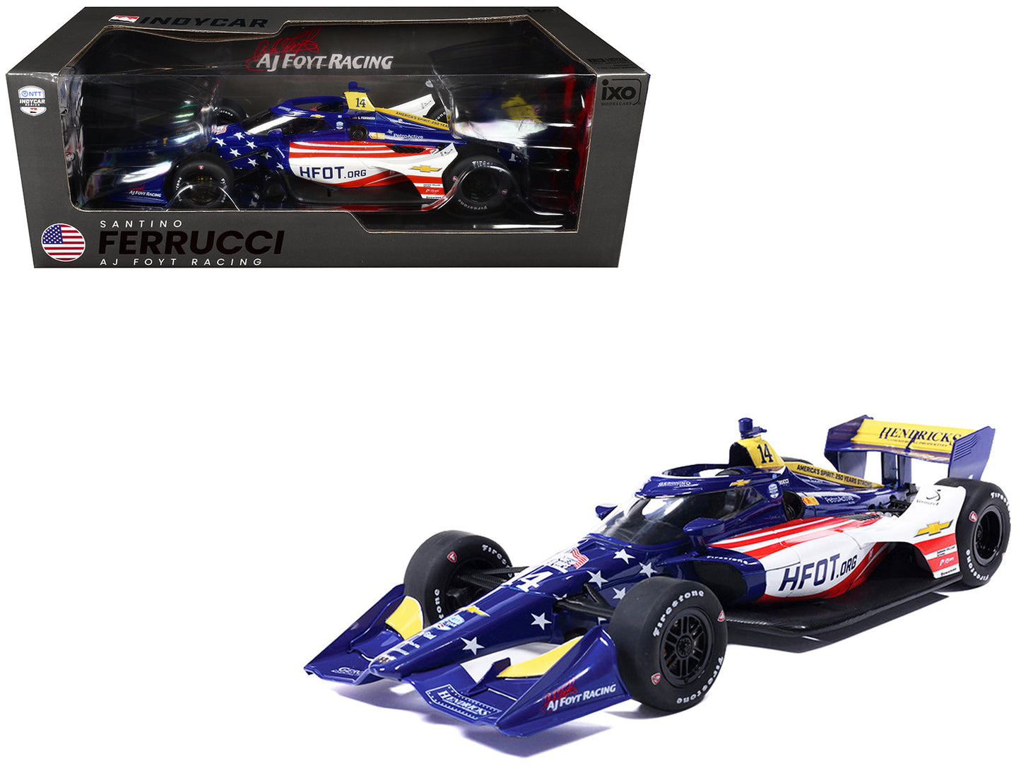 Dallara IndyCar #14 Santino Ferrucci "HFOT.Org" AJ Foyt Racing (Road Course Configuration) "NTT IndyCar Series" (2026) 1/18 Diecast Model Car