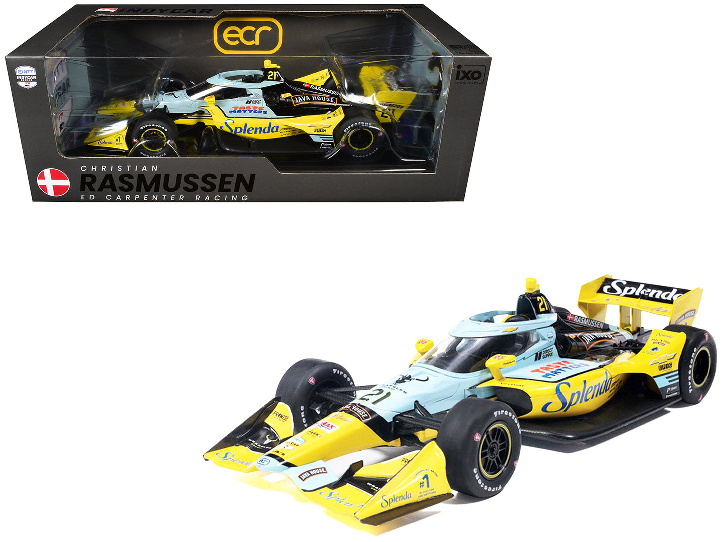 Dallara IndyCar #21 Christian Rasmussen "Splenda" Ed Carpenter Racing (Road Course Configuration) "NTT IndyCar Series" (2026) 1/18 Diecast Model Car