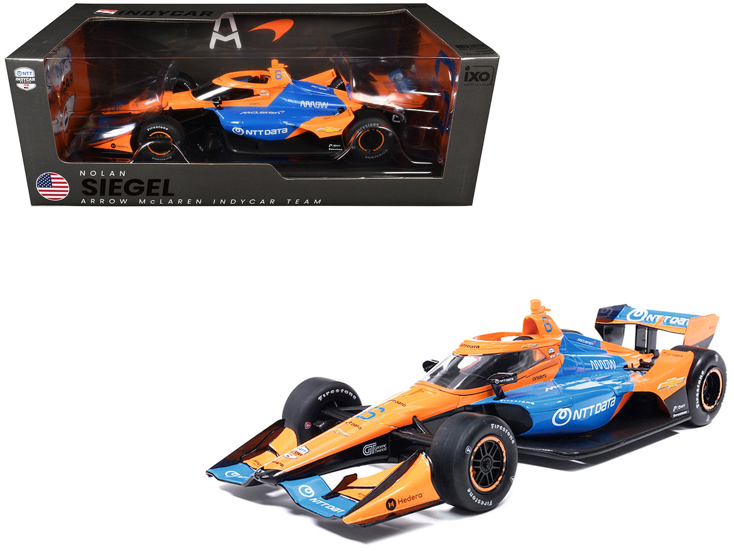 Dallara IndyCar #6 Nolan Siegel "NTT Data" Arrow McLaren (Road Course Configuration) "NTT IndyCar Series" (2026) 1/18 Diecast Model Car