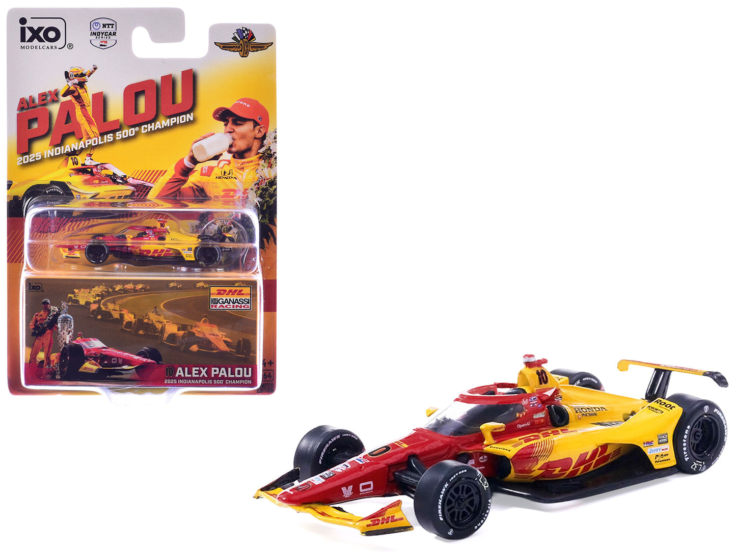 Dallara IndyCar #10 Alex Palou "DHL - Chip Ganassi Racing" Winner "Indianapolis 500" (2025) 1/64 Diecast Model