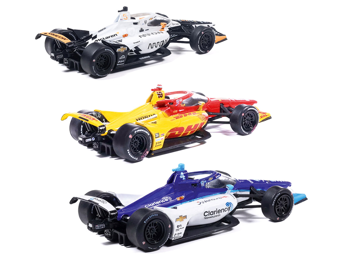 "109th Indianapolis 500" (2025) Podium Set of 3 IndyCars 1/64 Diecast Model Cars