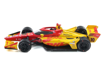 Dallara IndyCar #10 Alex Palou "DHL" Chip Ganassi Racing (Road Course Configuration) Champion "NTT IndyCar Series" (2025) with Trading Card 1/64 Diecast Model Car