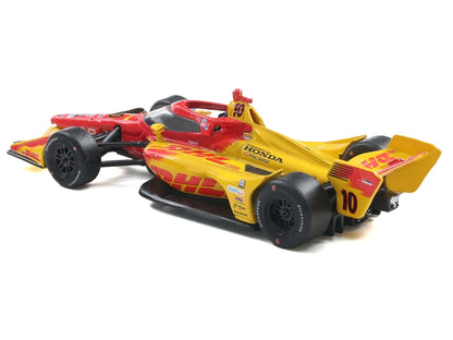Dallara IndyCar #10 Alex Palou "DHL" Chip Ganassi Racing (Road Course Configuration) Champion "NTT IndyCar Series" (2025) with Trading Card 1/64 Diecast Model Car