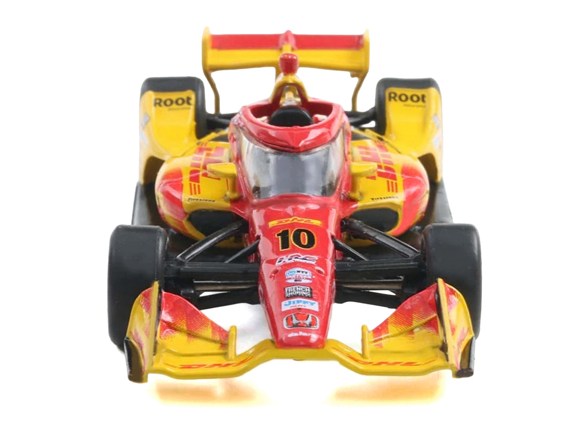 Dallara IndyCar #10 Alex Palou "DHL" Chip Ganassi Racing (Road Course Configuration) Champion "NTT IndyCar Series" (2025) with Trading Card 1/64 Diecast Model Car
