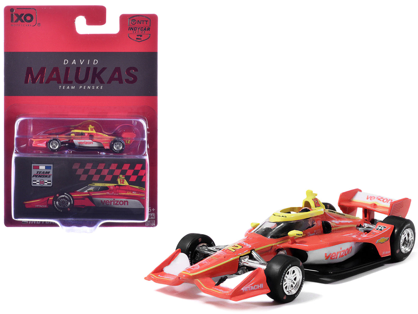 Dallara IndyCar #12 David Malukas "Verizon" Team Penske (Road Course Configuration) "NTT IndyCar Series" (2026) 1/64 Diecast Model
