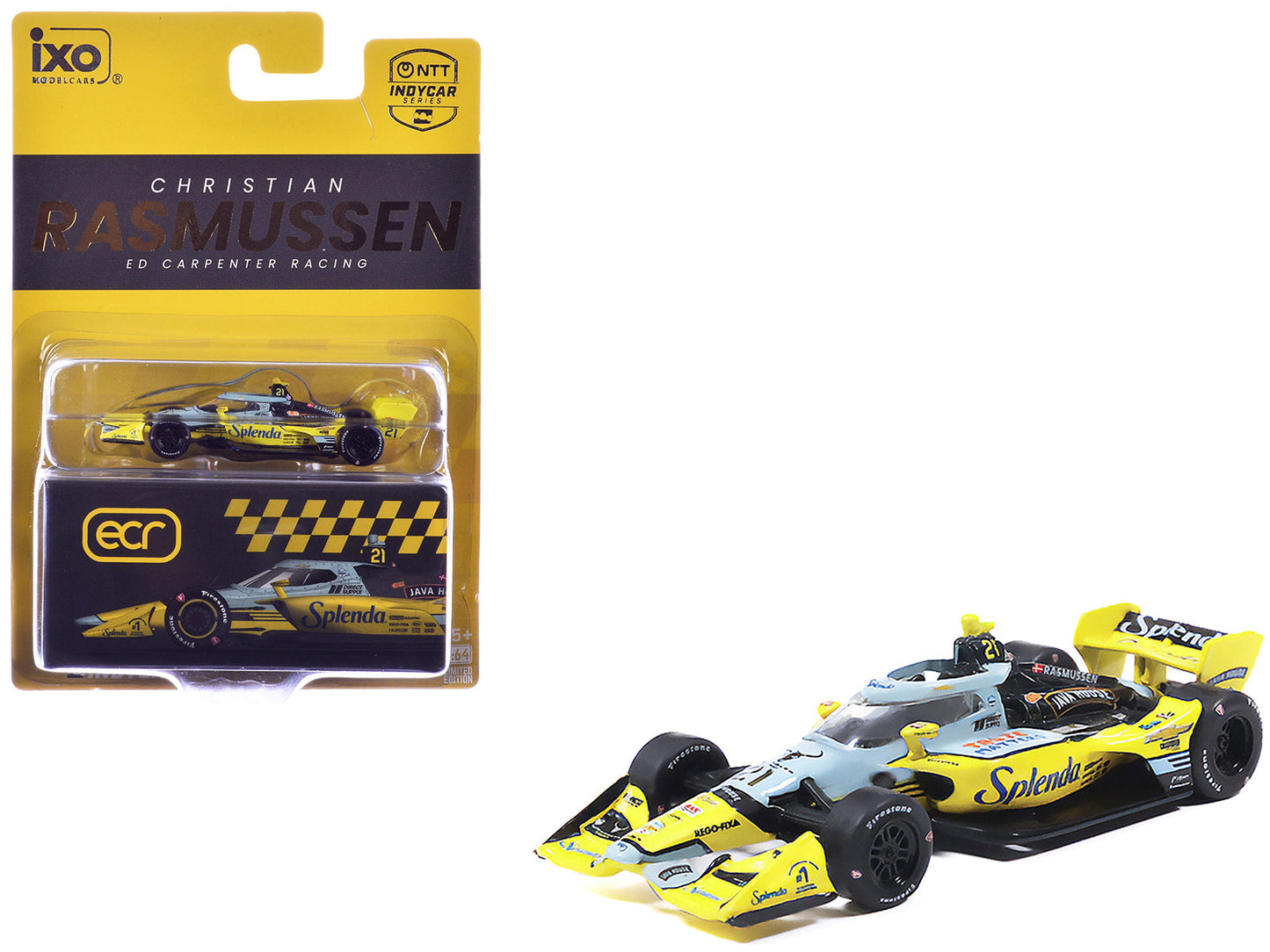 Dallara IndyCar #21 Christian Rasmussen "Splenda" Ed Carpenter Racing (Road Course Configuration) "NTT IndyCar Series" (2026) 1/64 Diecast Model