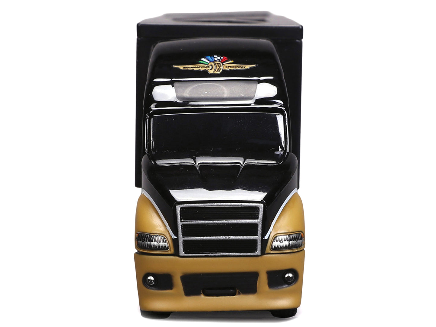 Indianapolis Motor Speedway Hauler Black and Gold 1/64 Diecast Model Car