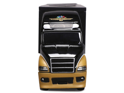 Indianapolis Motor Speedway Hauler Black and Gold 1/64 Diecast Model Car