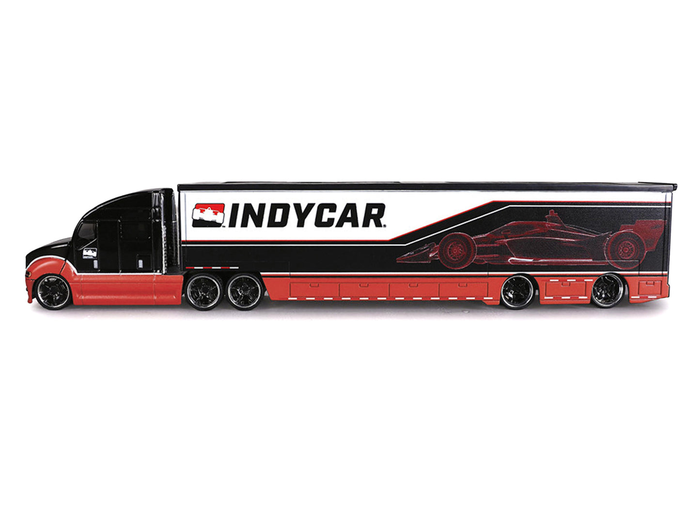 IndyCar Hauler Black and Red with Graphics 1/64 Diecast Model Car